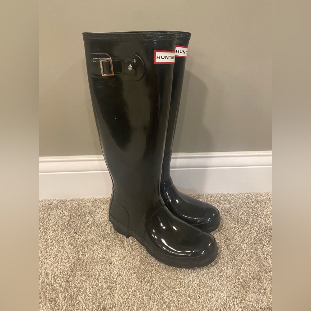 Hunter Women’s Original Tall Rain Boots, in Black Gloss Size 6